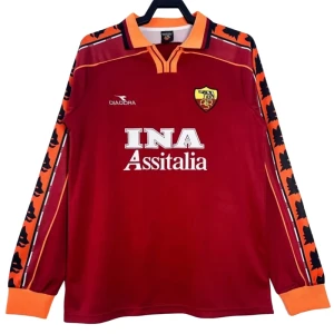 AS Roma Retro Dres 1998-99 Domácí Mužské Dlouhý Rukáv