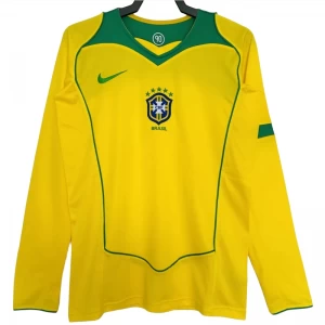 Brazílie Retro Dres 2004 Domácí Mužské Dlouhý Rukáv