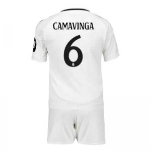 Dětské Fotbalové Dresy Real Madrid Eduardo Camavinga #6 2024-25 HP Domácí Dres Komplet