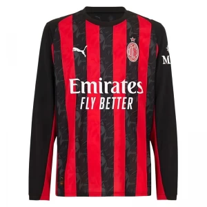 Fotbalové Dresy AC Milan 2025-26 Domácí Dres Mužské Dlouhý Rukáv