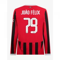 Fotbalové Dresy AC Milan Joao Felix #79 2024-25 UCL Domácí Dres Mužské Dlouhý Rukáv