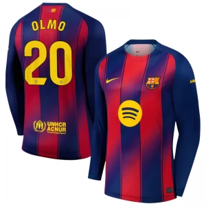 Fotbalové Dresy FC Barcelona Dani Olmo #20 2025-26 Domácí Dres Mužské Dlouhý Rukáv