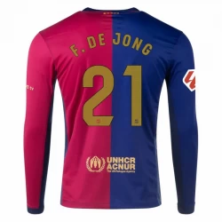 Fotbalové Dresy FC Barcelona Frenkie de Jong #21 2024-25 Domácí Dres Mužské Dlouhý Rukáv