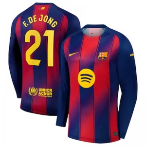 Fotbalové Dresy FC Barcelona Frenkie de Jong #21 2025-26 Domácí Dres Mužské Dlouhý Rukáv