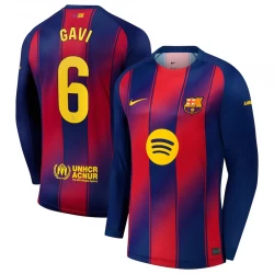 Fotbalové Dresy FC Barcelona Gavi #6 2025-26 Domácí Dres Mužské Dlouhý Rukáv