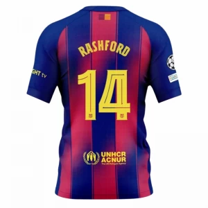 Fotbalové Dresy FC Barcelona Marcus Rashford #14 2025-26 Champions League Domácí Dres Mužské