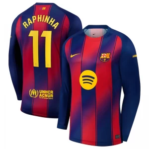 Fotbalové Dresy FC Barcelona Raphinha #11 2025-26 Domácí Dres Mužské Dlouhý Rukáv