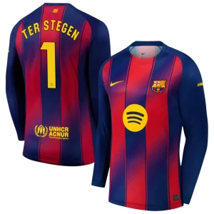 Fotbalové Dresy FC Barcelona Ter Stegen #1 2025-26 Domácí Dres Mužské Dlouhý Rukáv