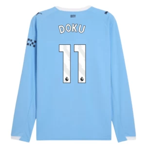 Fotbalové Dresy Manchester City Jérémy Doku #11 2025-26 Domácí Dres Mužské Dlouhý Rukáv
