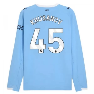 Fotbalové Dresy Manchester City Khusanov #45 2025-26 Domácí Dres Mužské Dlouhý Rukáv