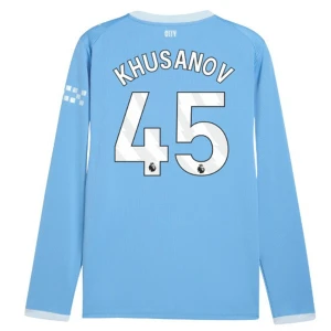 Fotbalové Dresy Manchester City Khusanov #45 2026-27 Domácí Dres Mužské Dlouhý Rukáv