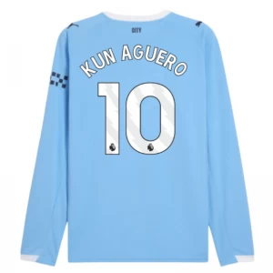 Fotbalové Dresy Manchester City Kun Aguero #10 2025-26 Domácí Dres Mužské Dlouhý Rukáv