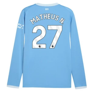 Fotbalové Dresy Manchester City Matheus N. #27 2026-27 Domácí Dres Mužské Dlouhý Rukáv