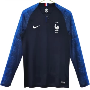 Francie World Cup Retro Dres 2018 Domácí Mužské Dlouhý Rukáv