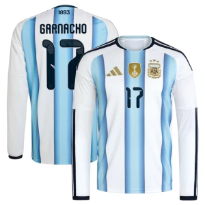 Garnacho #17 Fotbalové Dresy Argentina Mistrovství Světa 2026 Domácí Dres Mužské Dlouhý Rukáv