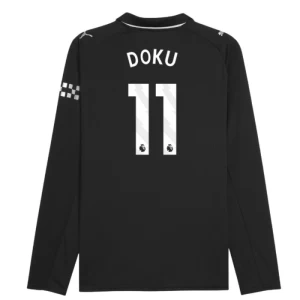 Jérémy Doku #11 Fotbalové Dresy Manchester City 2025-26 Venkovní Dres Mužské Dlouhý Rukáv